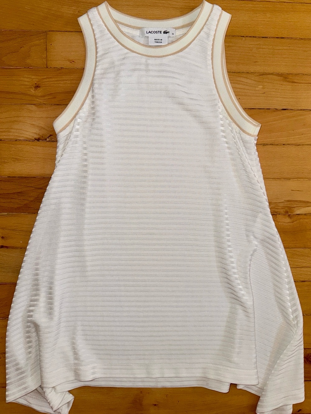 Lacoste White Sleeveless A-Line Dress with Cream Trim